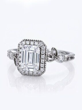 Emerald Cut gemstone ring, Art Deco Style - 925 Sterling Silver Charmed Aroma